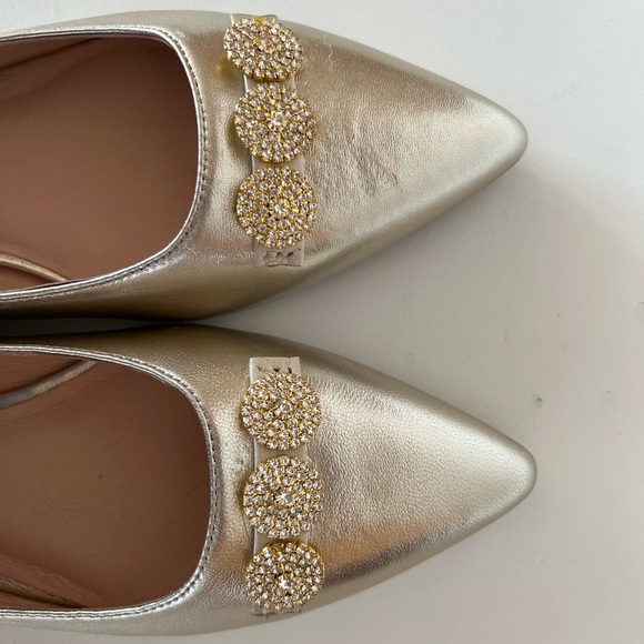 Jack Rogers Metallic Rhinestone Pointed Ballet Flat, size 10 - Picture 6 of 13